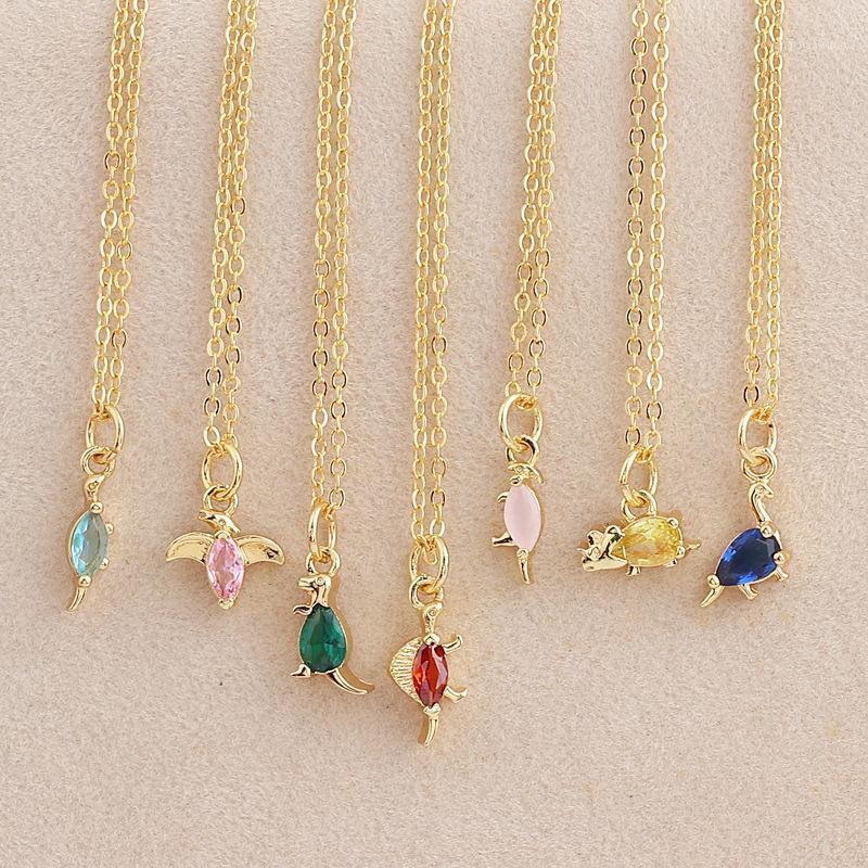 

Chains The Dinosaur Series Chain Necklace For Women Girls Cute Lovely Gift 18k Gold Plated Brass Zircon Women's Neck