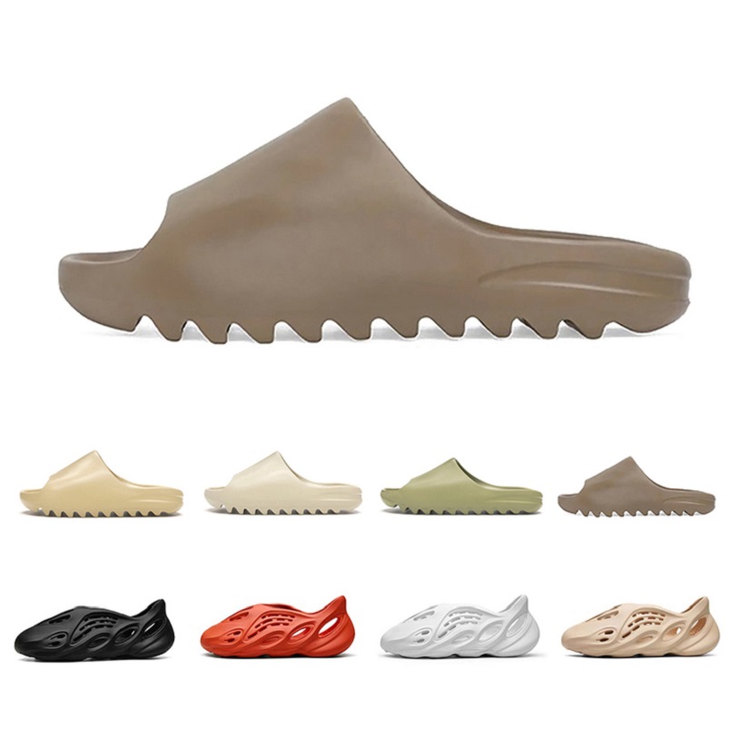 

Summer hole mens luxury slippers foam Runner kanye west fashion Desert Sand Resin Beach Bone women men slides slipper sandals, Black