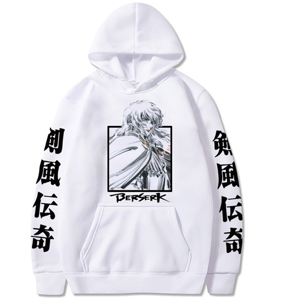 

Japan Anime Berserk Griffith Manga Hoodies Sweatshirt Pullover Tops Long Sleeve Hip Hop Fashion Man Cartoon Hoodies sweatshirt Y0809, Black