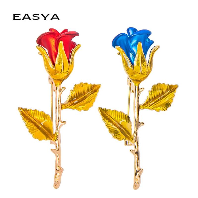 

Pins, Brooches Enamel Rose Flower For Women Lady Fashion Luxury Pin Spring Summer Design 2 Colors S Coat Accessories