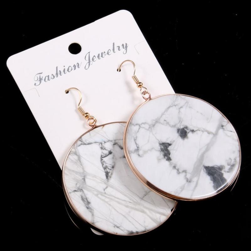 

Dangle & Chandelier FYSL Light Yellow Gold Color Round White Howlite Stone Earrings For Women Rose Pink Quartz Jewelry