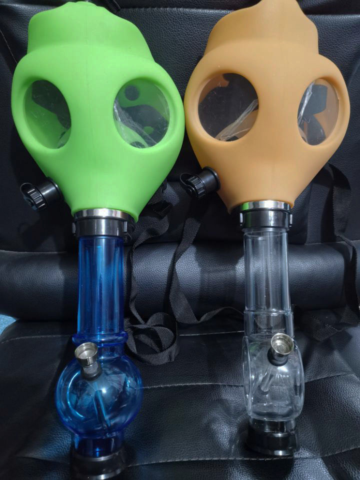 

Gas Mask with Acrylic Smoking Bong Silicone Pipe Tabacco Shisha smoke pipes water pipe smoke accessory hookah for smoking dhpingshop