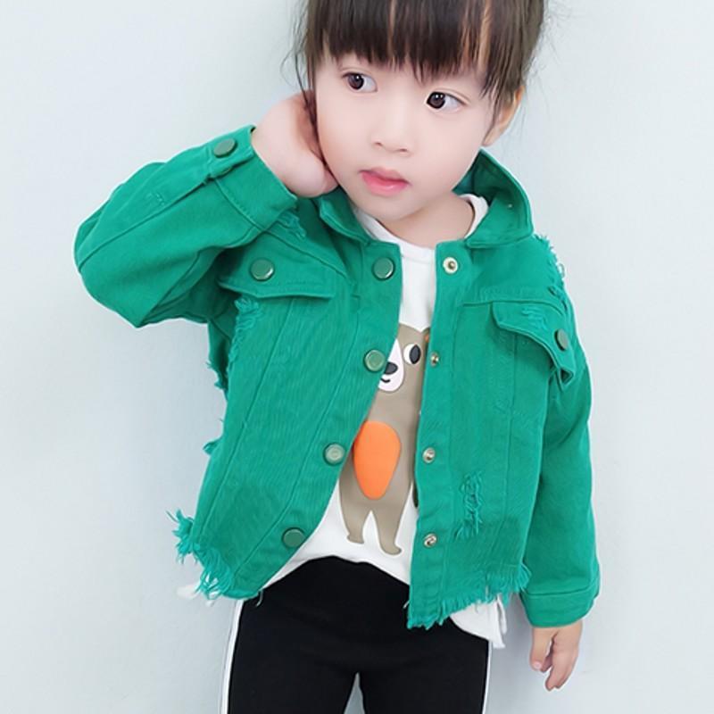

Jackets Denim Baby Girl Jacket Burr Jeans Children Coats Kids 8JK006, Blue;gray