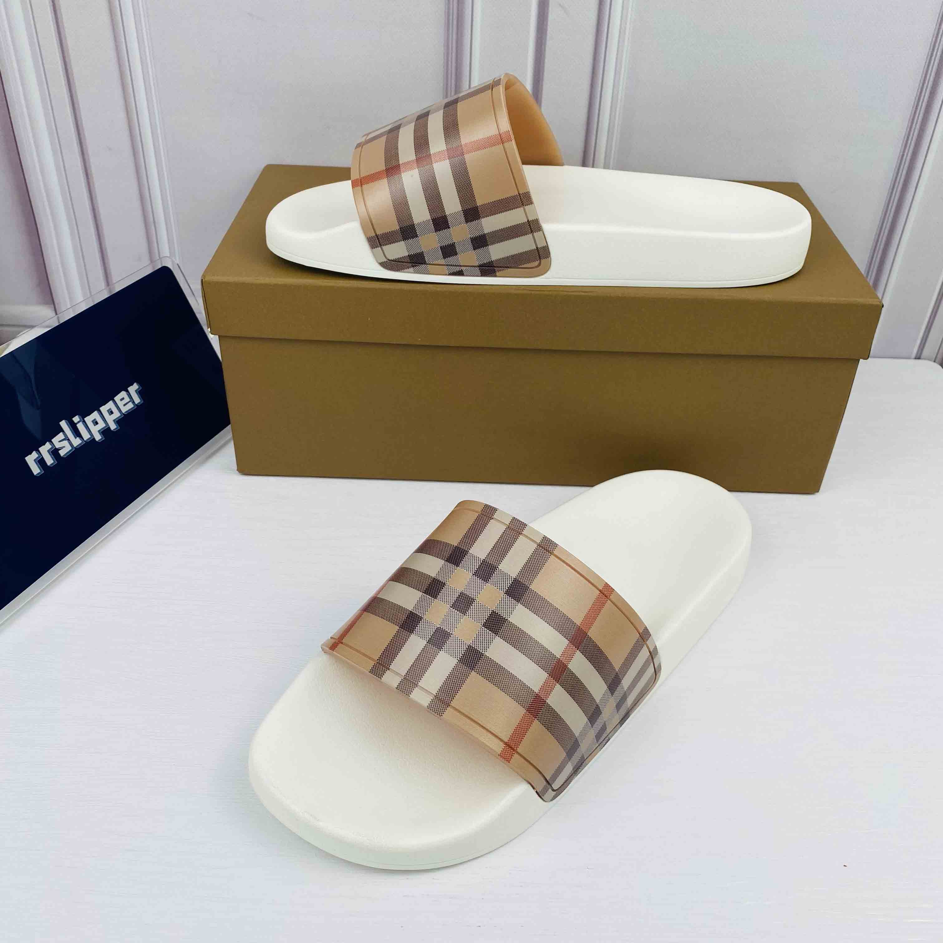 

Men and Women Slippers Designer Rubber Slipper Sandals Flat Fashion Plaid Solid Color Camouflage Shoes Beach, Colour 11