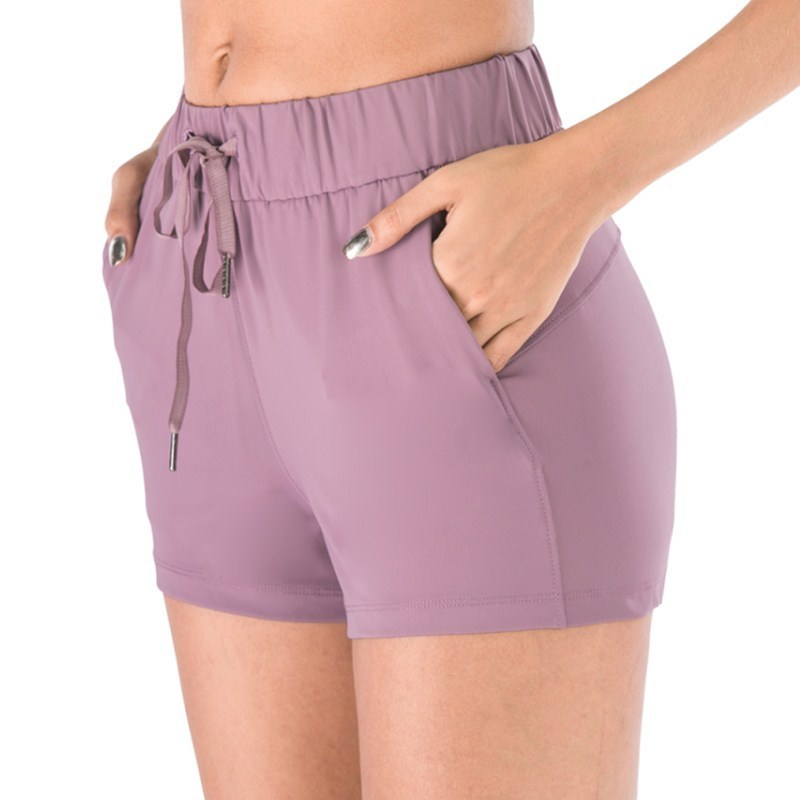 

Women Shorts Tennis Beach Biker Yoga Pants Loose Drawstring Running Fitness Fast Dry Sports Underwear Gym Clothes, Beige
