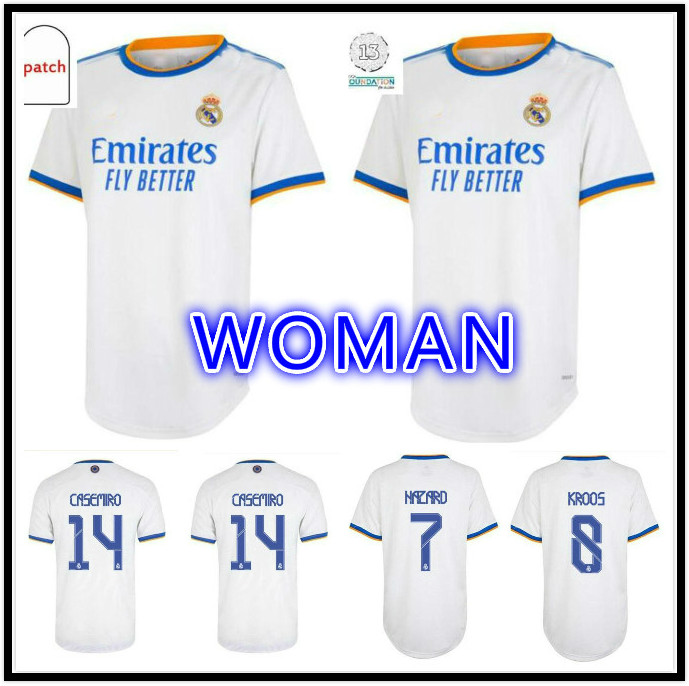 

WOMEN 2021 2022 Real madrid grils soccer jerseys 20 21 home away third pink BENZEMA BALE HAZARD ZIDANE SERGIO RAMOS ladies football shirts, Black;yellow