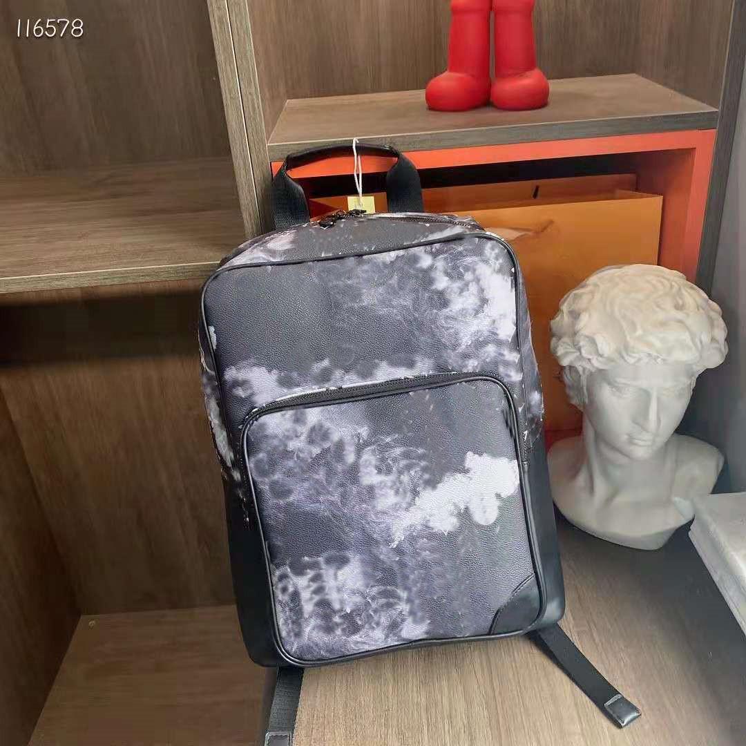 

2021 men's backpack designer printed large capacity portable bag, Black blue