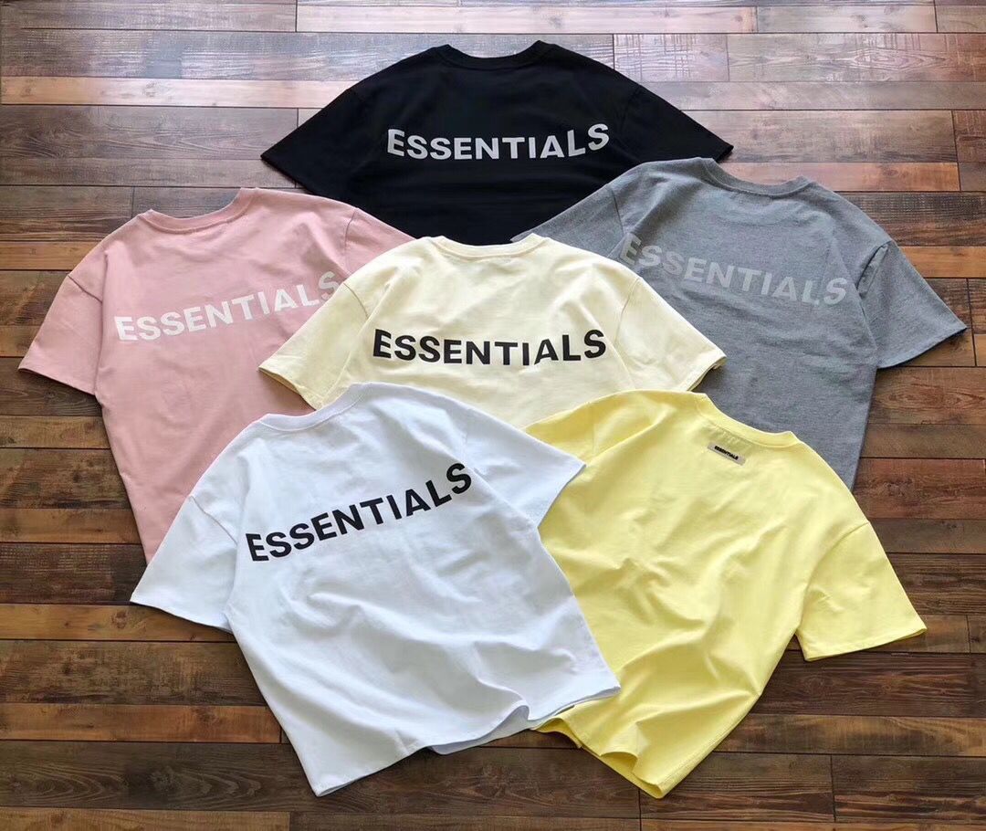 

Spring Summer mens T Shirt Hip Hop Fear Of God Front Essentials 3M reflective letters Tee Skateboard tshirt Fog Men Women Couples Short casual Sleeve, White;black