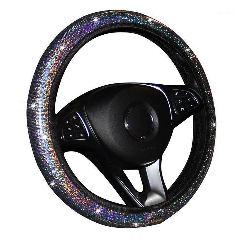 

Steering Wheel Covers Car Cover Decoration Glitter Protector Silver Sleeve Soft