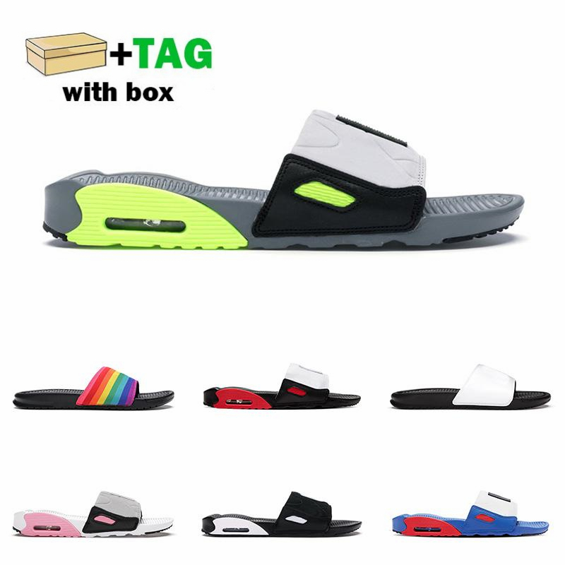 

With Box Classic 90 Slippers Men Women 90s Designers Slides White Rose Cool Grey Smoke Volt Black Oreo Slide Fashion Flip Flop Outdoor Beach Sports Loafers Sandals