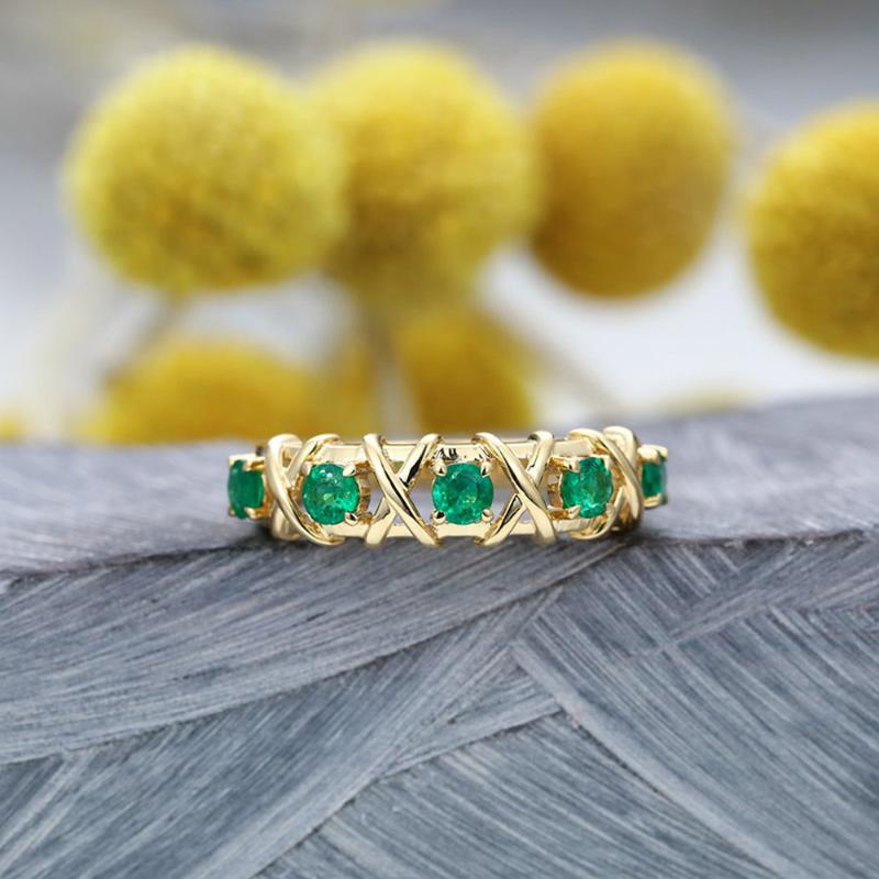 

Wedding Rings Ring For Women Luxury Intertwine Hollowed Out Green Zircon Light Yellow Gold Color Fashion Jewelry Gifts KBR302, Slivery;golden