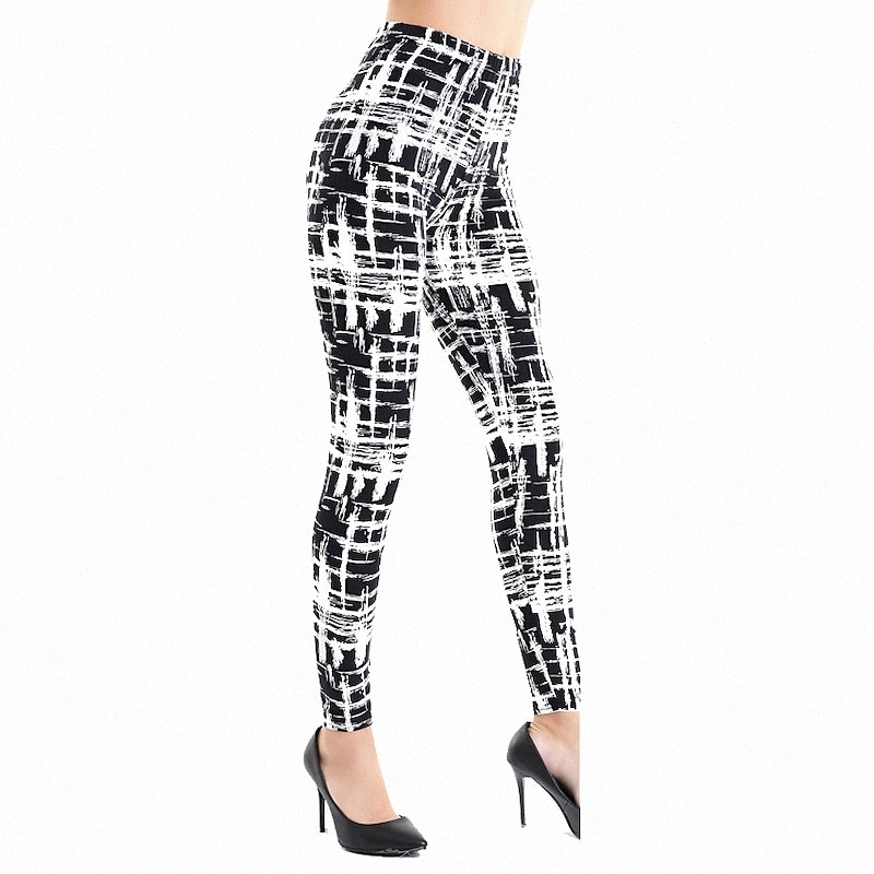 Women's Sporty Leggings Print Full Length Pants Gym Yoga Stretchy Plaid Checkered Comfort Sports High Waist Skinny Blue Wine Black Fuchsia G