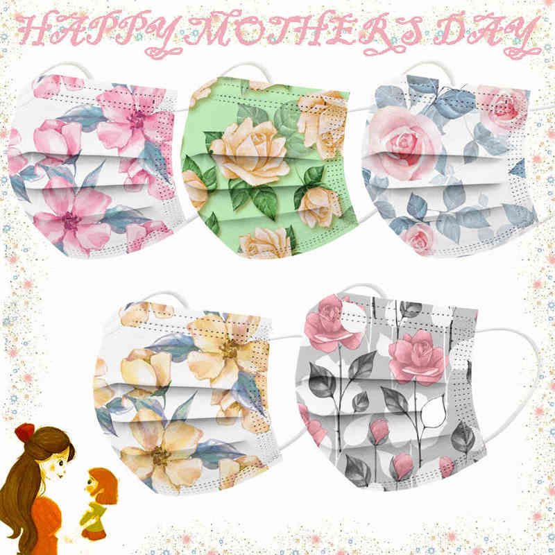 

Party mask M's Day disposable three-layer color printing mask