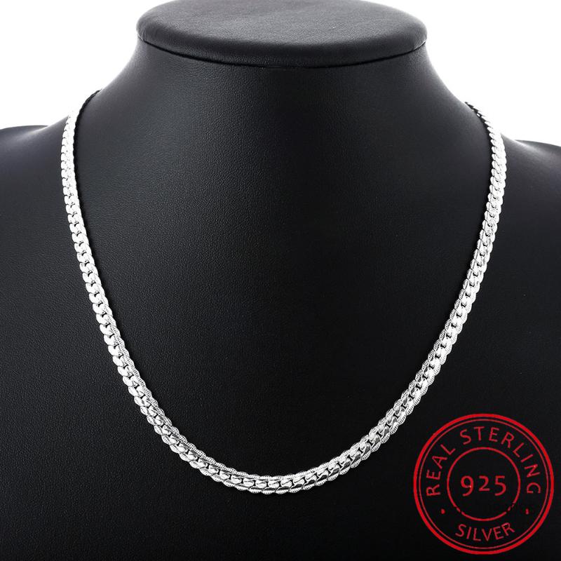 

Chains 45-60CM 925 Sterling Silver 6mm Width Design Fine Necklace Chain For Woman Men Fashion Wedding Engagement Jewelry
