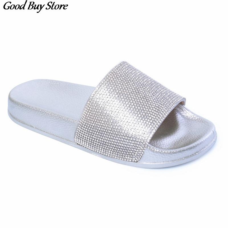 

Slippers Sequins Women Summer Rubber Slipper Beach Shoes Girls Soft Bottom Flat Plus Size Indoor Outdoor Fashion Footwear, Black