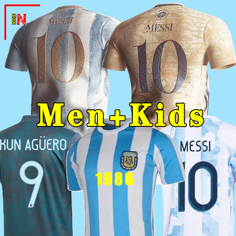 

Argentina soccer Jersey Fans and player version 2021 Copa america MESSI DYBALA AGUERO football shirt Men + Kids kit sets uniforms 2021, 20/21 away men jersey