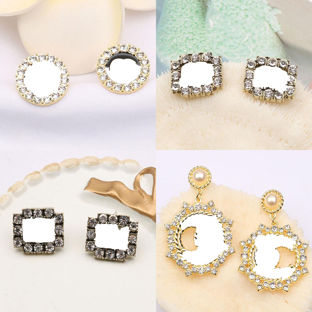 

Design141-Design160 18K Gold Plated Copper Designer Letters Stud Crystal Geometric Women Rhinestone Pearl Long Earring Alloy Party Jewelry Accessories