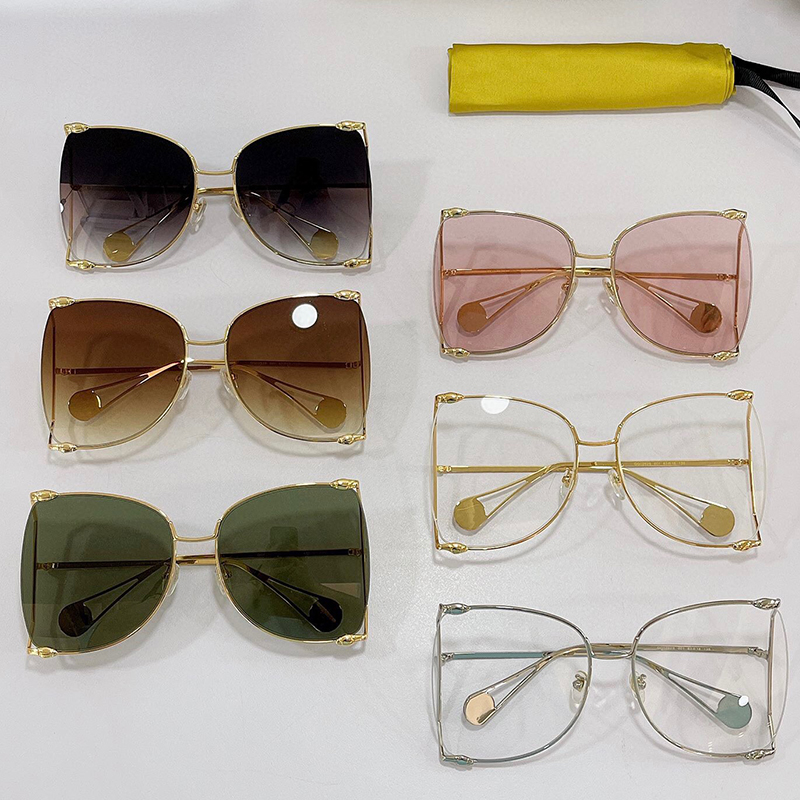 

Womens luxury sunglasses 0252S fashion personality big frame mirror leg tail pearl design ladies travel vacation party designer glasses UV400 with original box