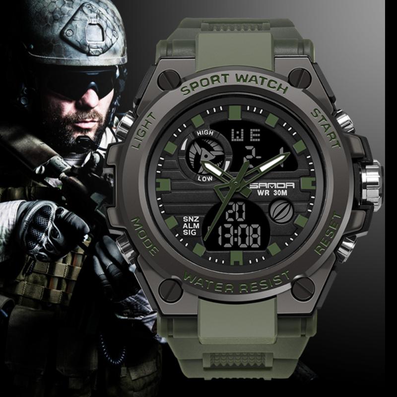 

Wristwatches SANDA Men Watches Sport Watch LED Digital 50M Waterproof Casual S Male Clock 1509 Relogios Masculino Man, Black