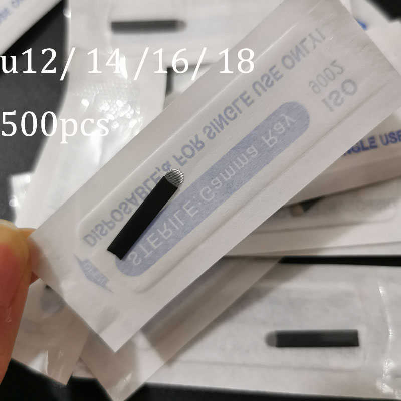 

500Pcs Laminas Nano Tebori Microblading U Flex 0,18mm Fine Black 12/14/16/18/21U Shape For Permanent Makeup Manual Toberi Pen 210608