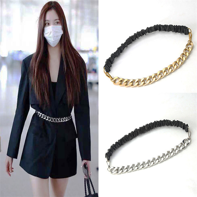 

Korean Style Metal Belts Suit Elastic Chain Waist Seal Accessories Dress Coat Jeans Belt Hip Hop Waistband Wholesale, As pic