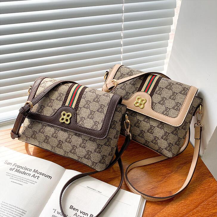 

Factory wholesale women brand shoulder bag classic printed messenger bags simple retro leather handbag striped decorative fashion handbags