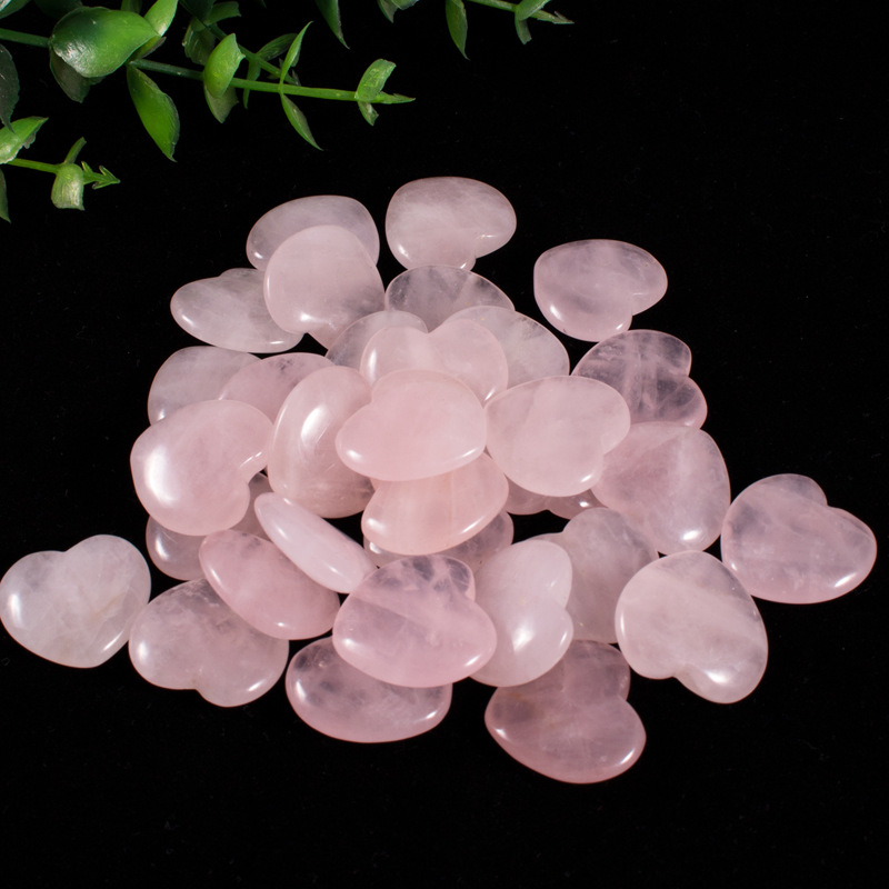 

20*20*6mm Heart Statue Natural Stone Carved Decoration Rose Quartz Hand Polished Healing Crystal Reiki Trinket Gift Room Ornament