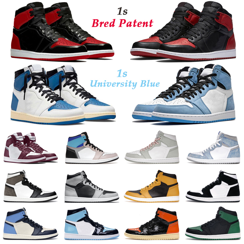 

2022 Basketball Shoes 1s Bred Patent High OG Men Women 1 Bordeaux Prototype Hyper Royal University Blue Dark Mocha Mens Trainers Sport Sneakers size 36-46, #36