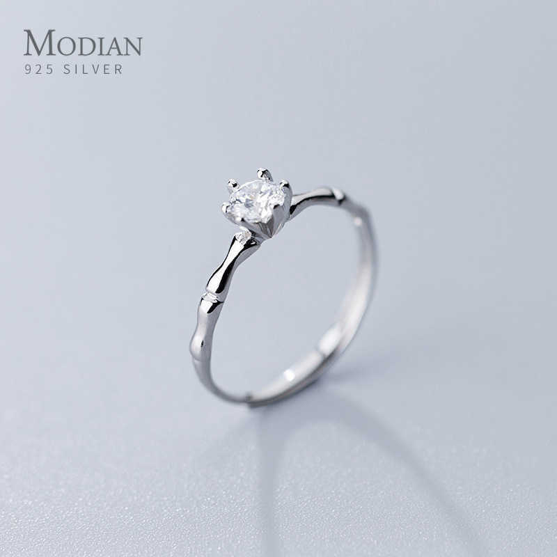 

Wedding Engagement Open Adjustable Ring for Women Pure 925 Sterling Silver AAA Zircon Slub Fine Jewelry 210707