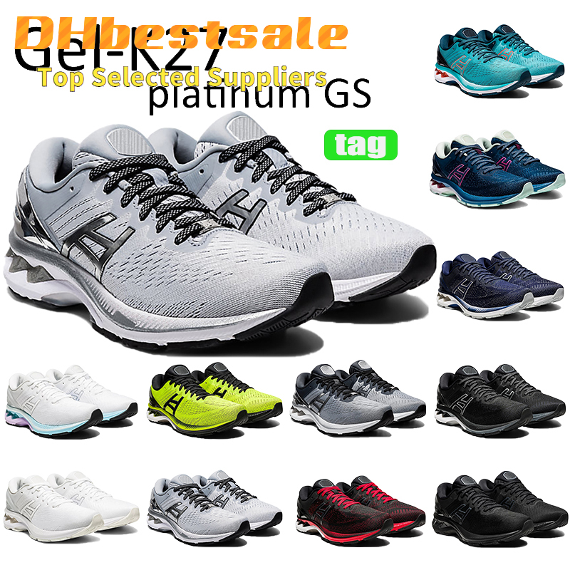 

Top quality GEL-K27 mens running shoes platinum GS techno cyan sunrise red Mako Blue peacoat piedmont grey men women sneakers trainers, 6-platinum