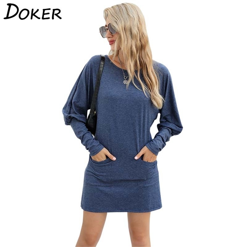 

Spring Solid Mini Dres Fashion O Neck Long Sleeve Elegant Slim Ladies es Casual Plus Size Femme Vestido Mujer 210604, Gray