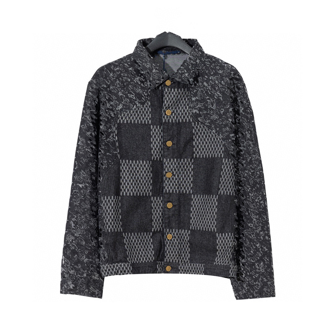 

Designer 21ss brand mens denim jacket flower printing t shirts printed blue dark jacquard clothes men and womens Splicing long sleeve letters coats, Customize