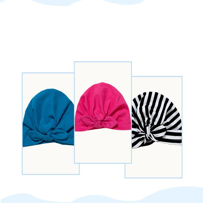 

Caps & Hats Solid Color Baby Hat Bowknot Girl Turban Knot Head Wraps Kids Bonnet Beanie Born Pography Props, Blue