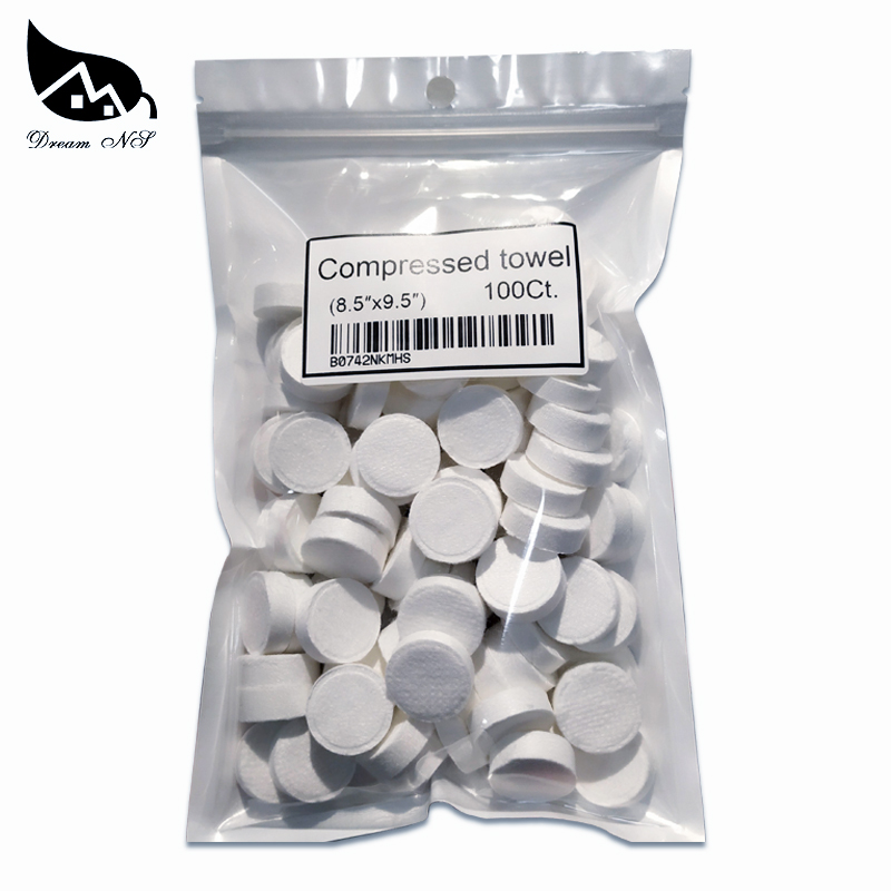 Dream NS White Compressed Towels Coin Camping BBQ Fishing Fitness Sport Travel Wipes Toilet Paper Tablets for Home 100pcs/bag Magic Towel-image-415912289