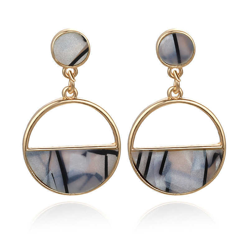 

Trendy Earrings Fashion Simple Personality Geometric Half Circle Hollow Earrings Imitation Marble Jewelry