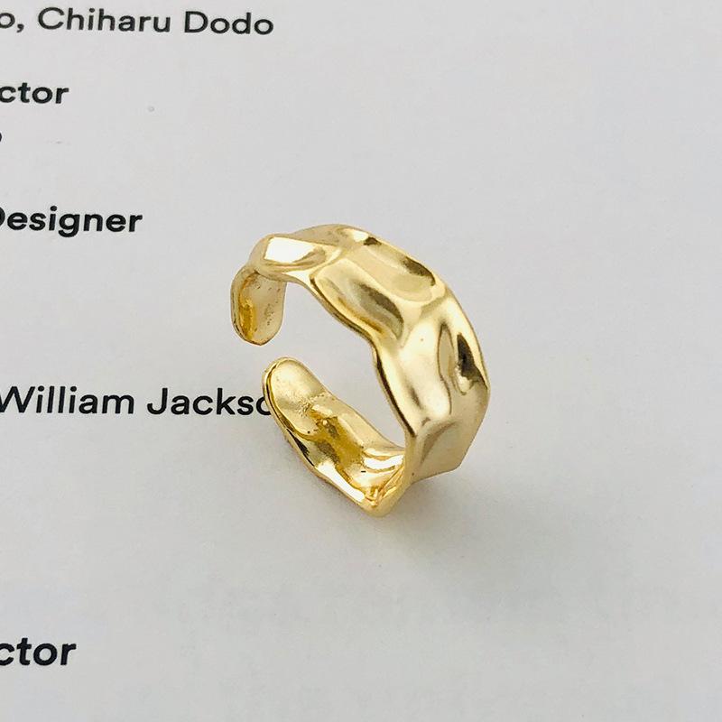 

Cluster Rings RAINBOW HOOP Trend 2021 S925 Sterling Silver Wavy Curve Irregular Character Minority Open Women Ring Luxury Design Jewelry, Golden;silver