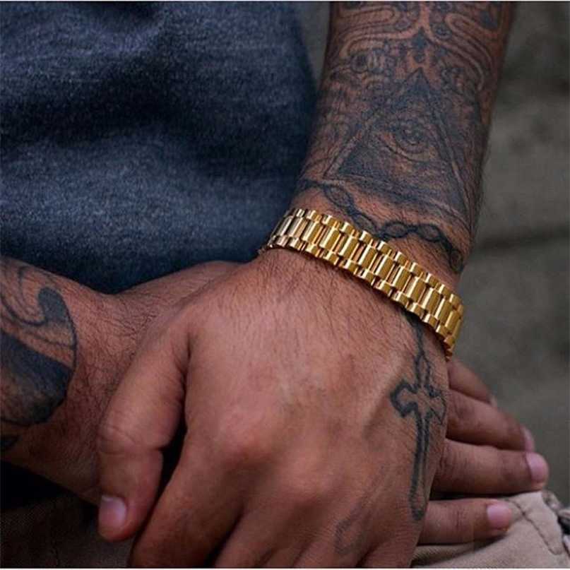

MEN LUXURY BRACELET,15mm STAINLESS STEEL DUDES ROLLIE HIP HOP BRACELET FOR WRISTBANDS MALE JEWELRY 211124