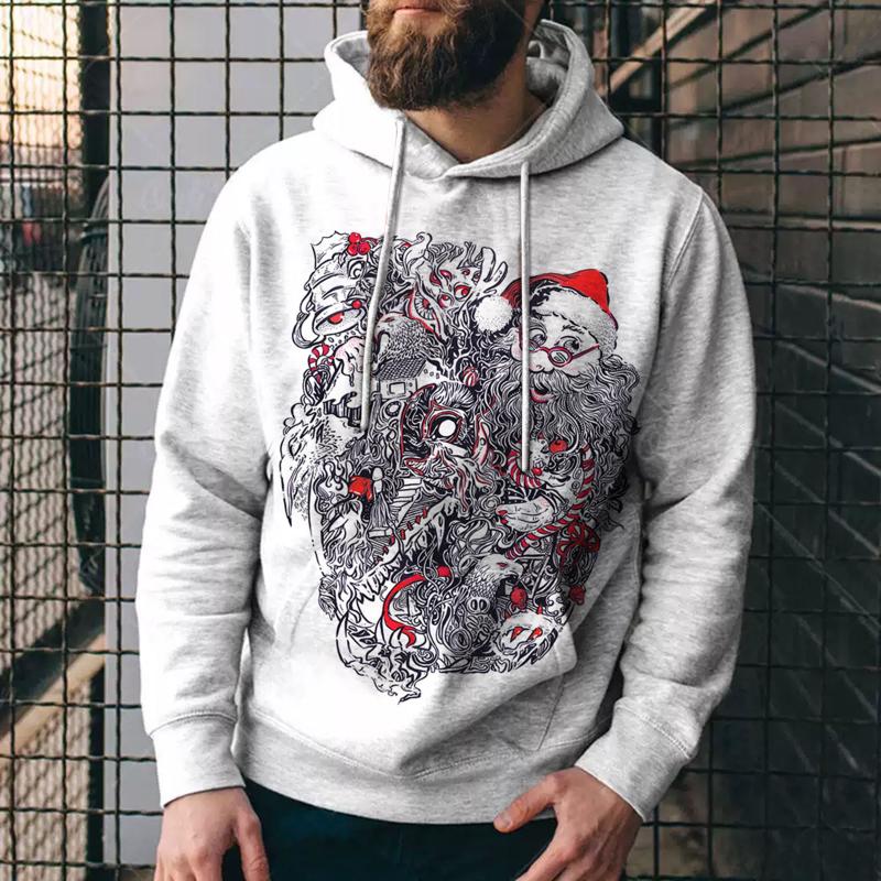 

Men's Hoodies & Sweatshirts Autumn And Winter Novelty Christmas Printed Long Sleeve Hooded Sports Sweatshirt Hoodie With Pockets Sportswear, Black