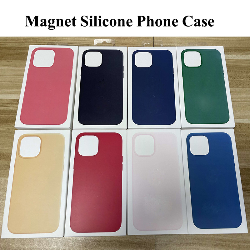 

Newest Magnet Silicone Phone Case Back Cover Cases with Retail Box for IP 12 13 Mini Pro Max High Quality, Colors for ip12 series