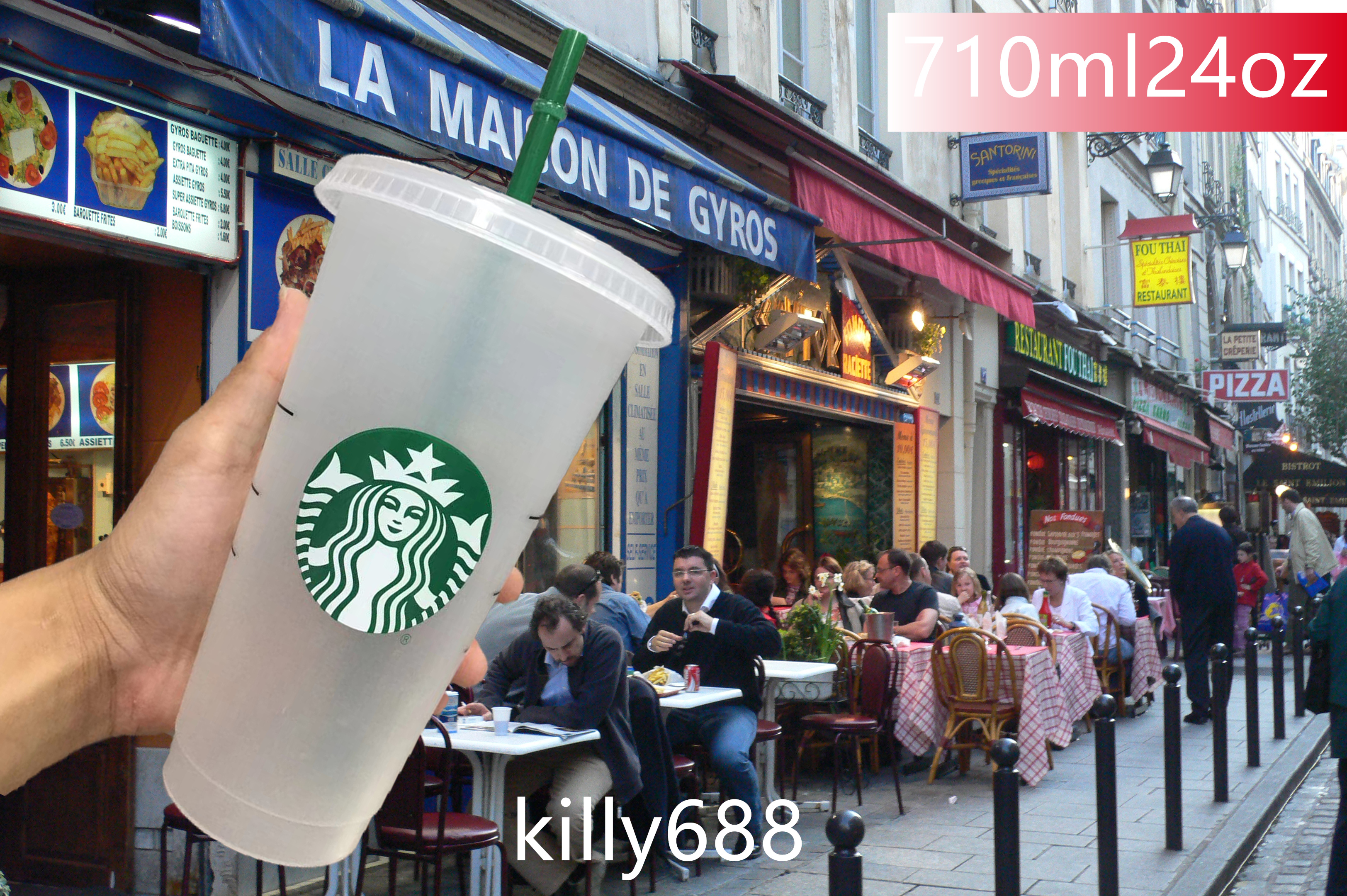 

Hot Starbucks 24OZ/710ml Plastic Tumbler Reusable Clear Drinking Flat Bottom Cup Pillar Shape Lid Straw Bardian 50pcs, Customize
