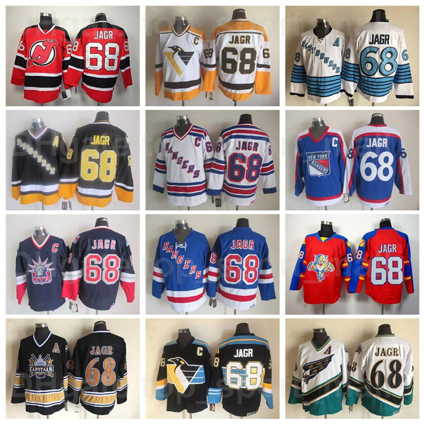 

Pittsburgh Penguins Vintage Classic 68 Jaromir Jagr Jersey Retro CCM Hockey Embroidery And Sewing Devils Black White Yellow Red Black Blue Sport Breathable On Sale