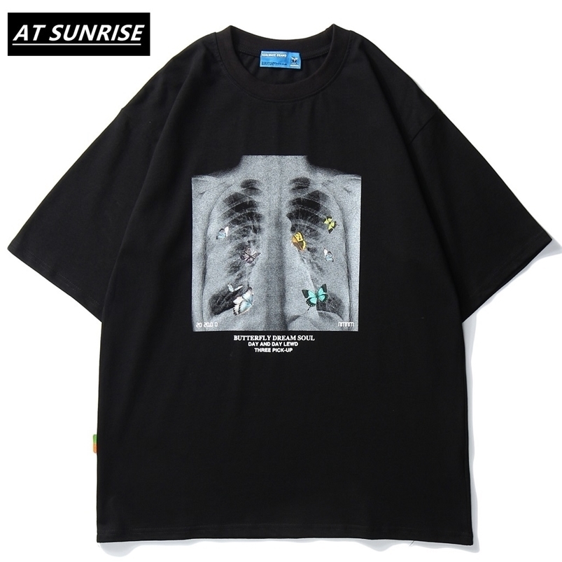 

Men Hip Hop T Shirt butterfly Picture Retro T-Shirt Streetwear Harajuku High Street Tshirt Oversized Summer Black WhiteTops 210706, White