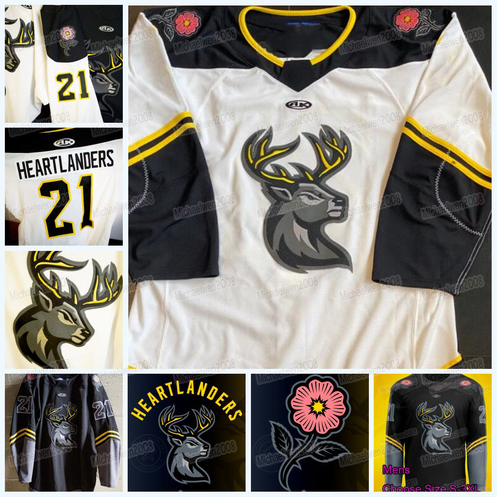 

ECHL Iowa Heartlanders 2022 Prairie Rose Alternate Third Jersey Ice Hockey Jersey Custom Any Number And Name Men Womens Youth Alll Stitched embroidery, Youth white choose size s-xl