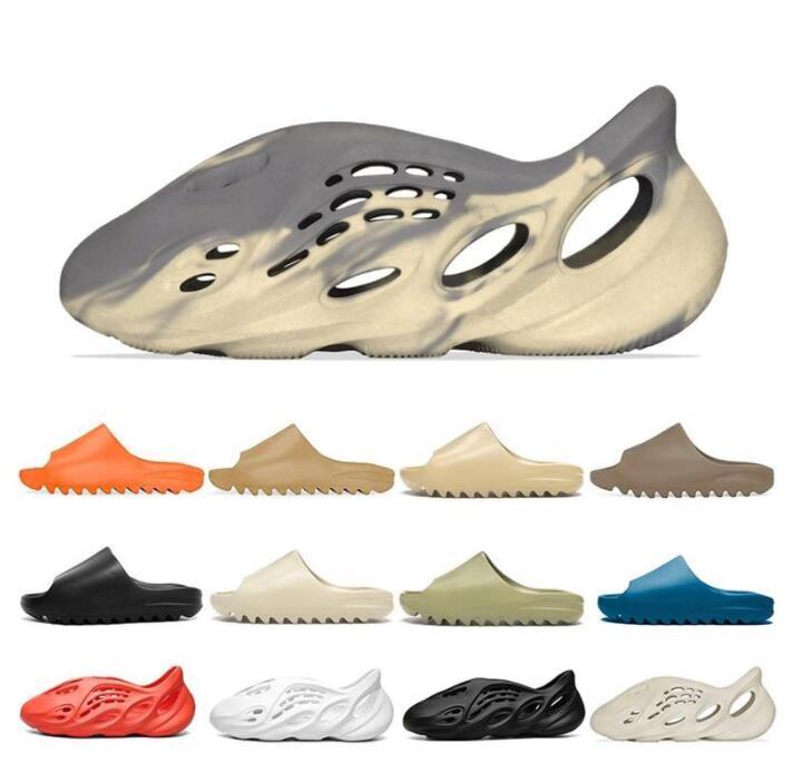 

Shoes kanye Sandals slip-on 450 Bone slide foam runner men women slippers Enflame Orange Royal Blue sandal Desert sand Resin Moon Grey Earth Brown