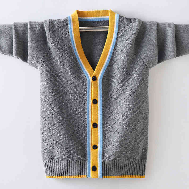 

Children's pullover Autumn Kids Boys Sweaters Children England Style Coats V-neck Knit Sweater for Baby Cardigans Girls Outerwear Tops 6 10 14Y, Yellow