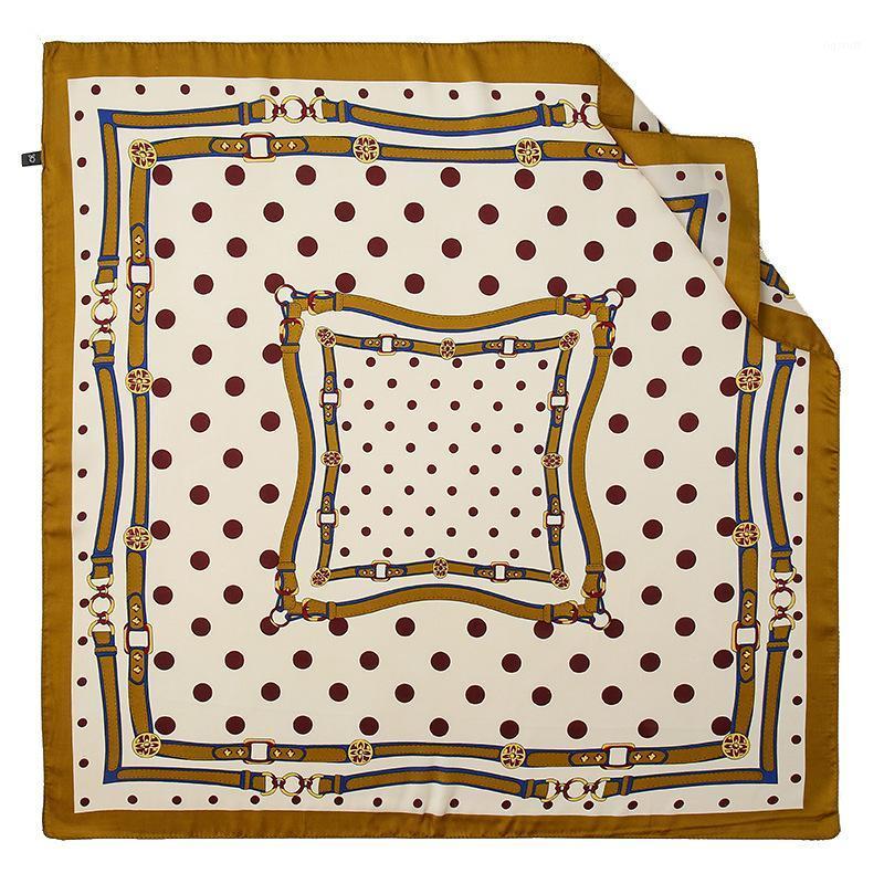 

Scarves 2021 Summer Fashion Belt Chain Size Polka Dot Printed Silk Scarf Ladies Professional Mme Ãcharpe De Luxe, Blue;gray