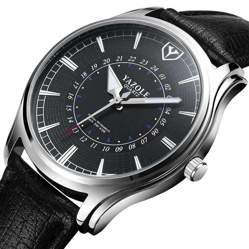 

Wristwatches Style Watch Men Black Leather Strap Dial Wristwatch Fashion Male Clock Top Quartz Relogio Masculino, Bronze