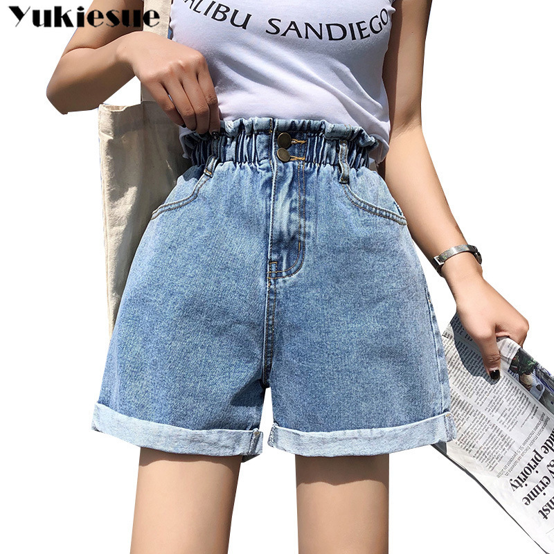 

women' shorts woman summer high waist elatic denim shorts for women short femme jeans womens clothing ladies Plus size 210519, Blue