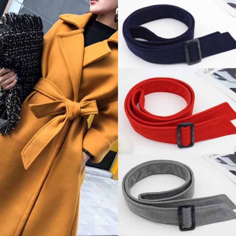 

Belts Double Sided Tweed Women's Waist Belt Winter Decoration Wide Cover With Windbreaker Coat Bow Tie Strap, Black;brown