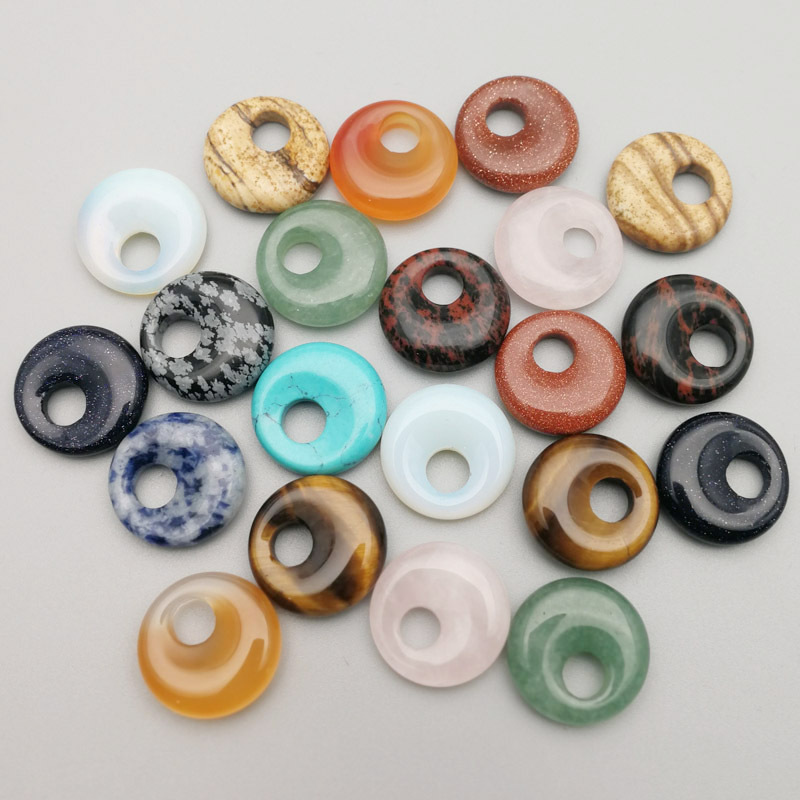 

Natural crystal Semi-precious stone Turquoise Rose Quartz 18mm peace buckle for natural stone necklace ring earrrings jewelry accessory